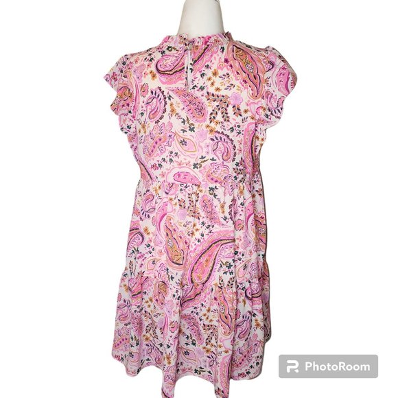 #056a. NWT Floral Paisley Sleeveless Tiered Babydoll Dress-Jodifl Los Angeles - Picture 2 of 7
